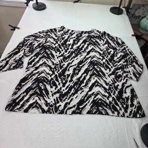 JM Collection Black and Cream Long Sleeve Top. Size 3X. QQCP